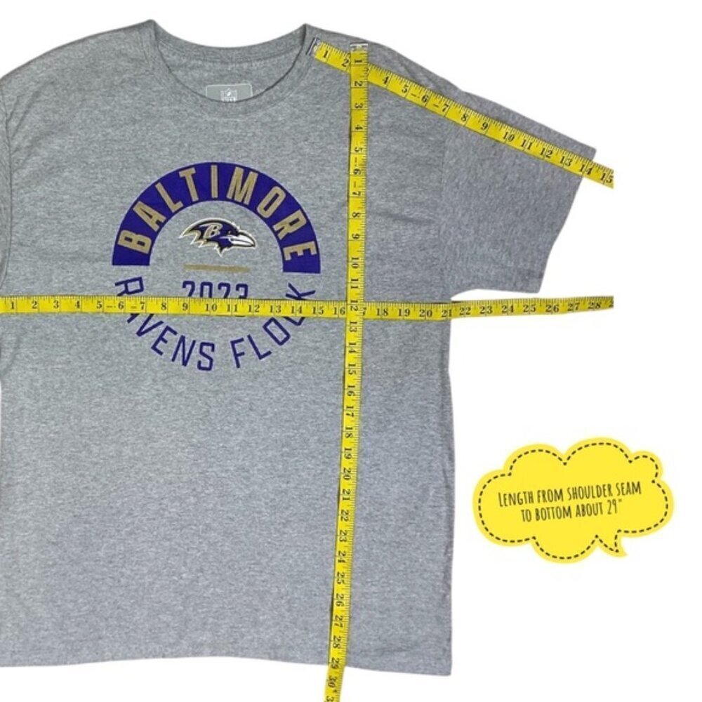 Baltimore Ravens T-Shirt Crew Neck Short Sleeve Gray T-Shirt Unisex Mens Large - Picture 5 of 16